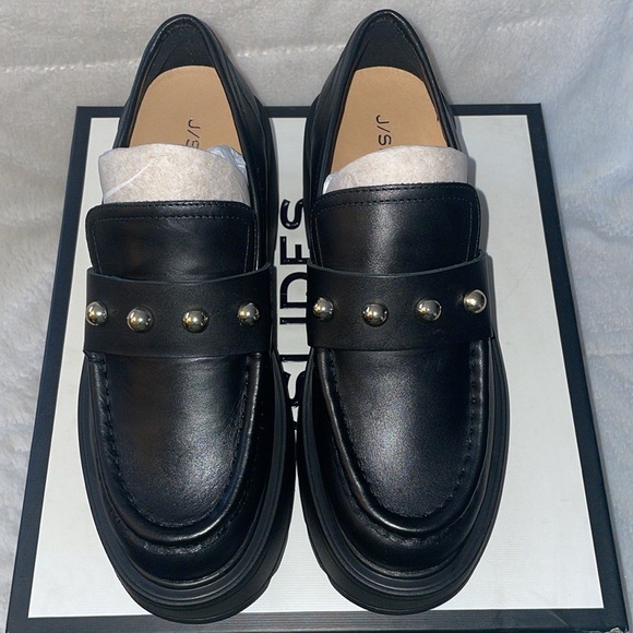 NWT J/SLIDES VICKY Black Leather Platform - Picture 9 of 16